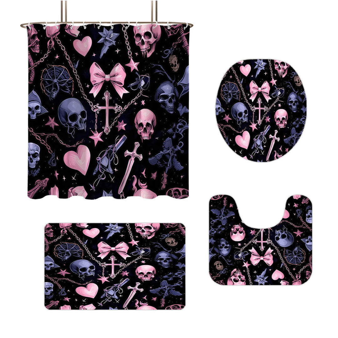 Artistic Skull and Floral Themed Bathroom Set Kalsten