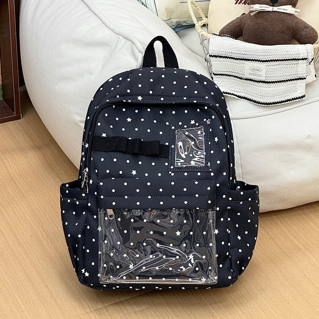 Graphic Print Transparent Pocket School Backpack