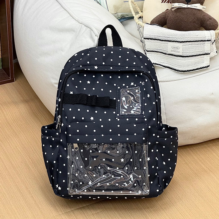 Graphic Print Transparent Pocket School Backpack