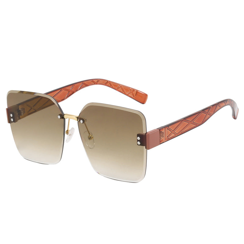 Women oversized square sunglasses with fashionable decor Kalsten