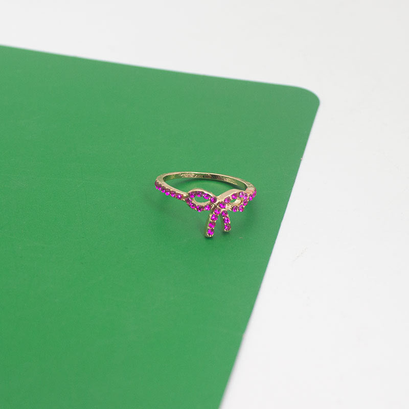 Bow-Designed Stone-Embellished Ring Kalsten