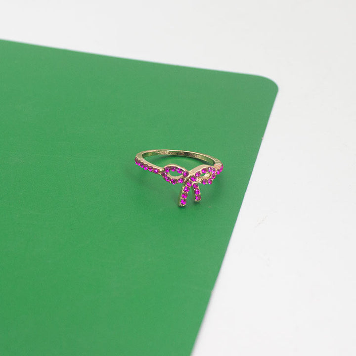 Bow-Designed Stone-Embellished Ring Kalsten