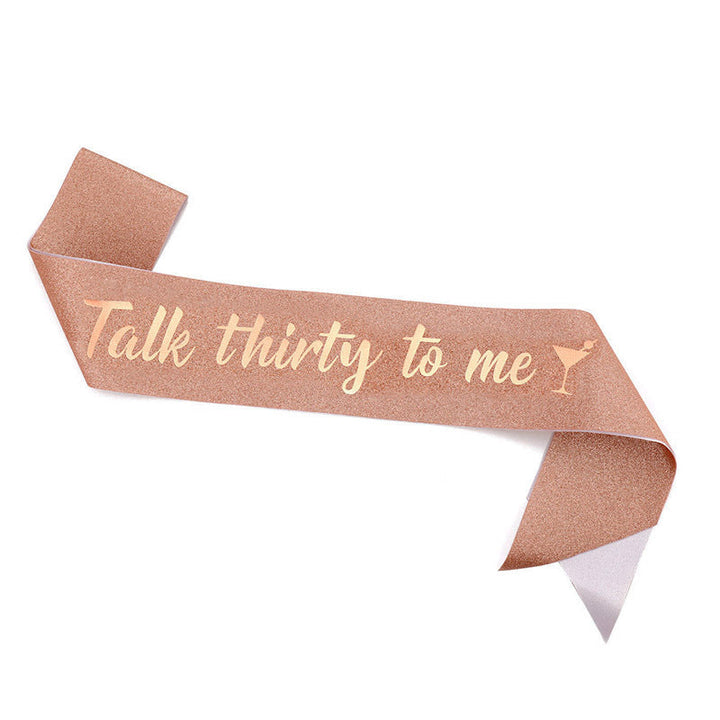 Ladies Glittering Birthday Sash with Festive Print Kalsten
