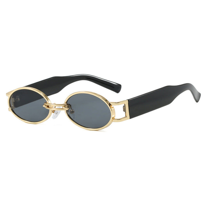 Women oval-shaped sunglasses with golden accents and stylish frame Kalsten