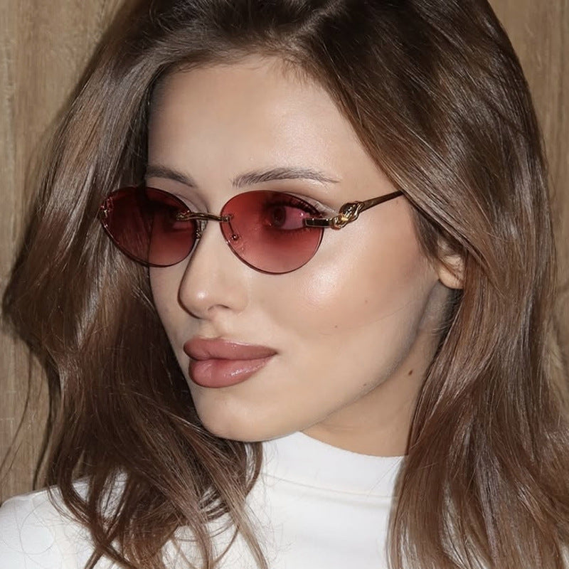 Women's round sunglasses with elegant, semi-transparent frame and fashionable details Kalsten