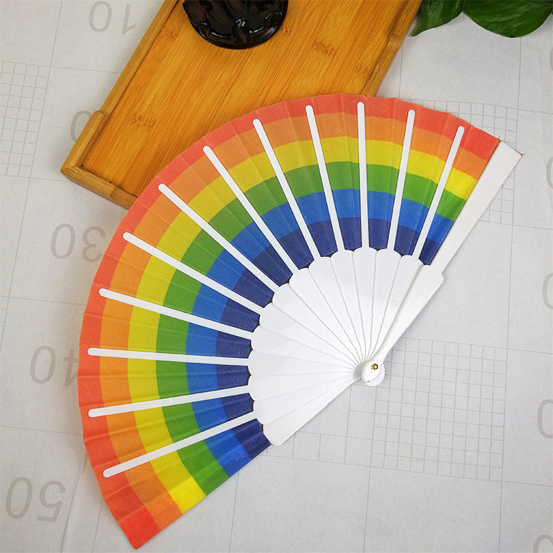 Women's colorful hand fan with artistic design Kalsten