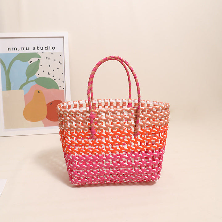 Handcrafted straw bag with colorful gradient Kalsten
