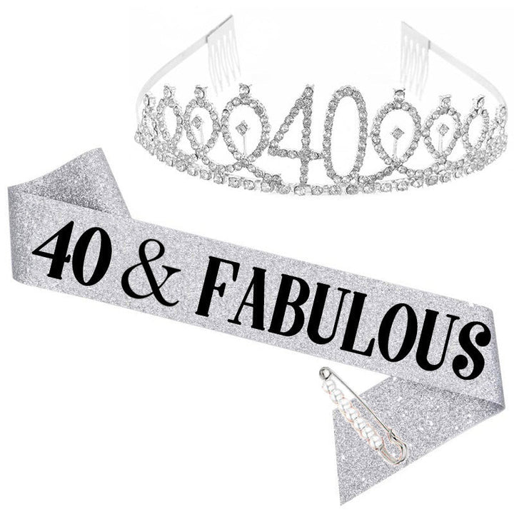 Ladies Crystal Birthday Tiara and Sash Set Kalsten