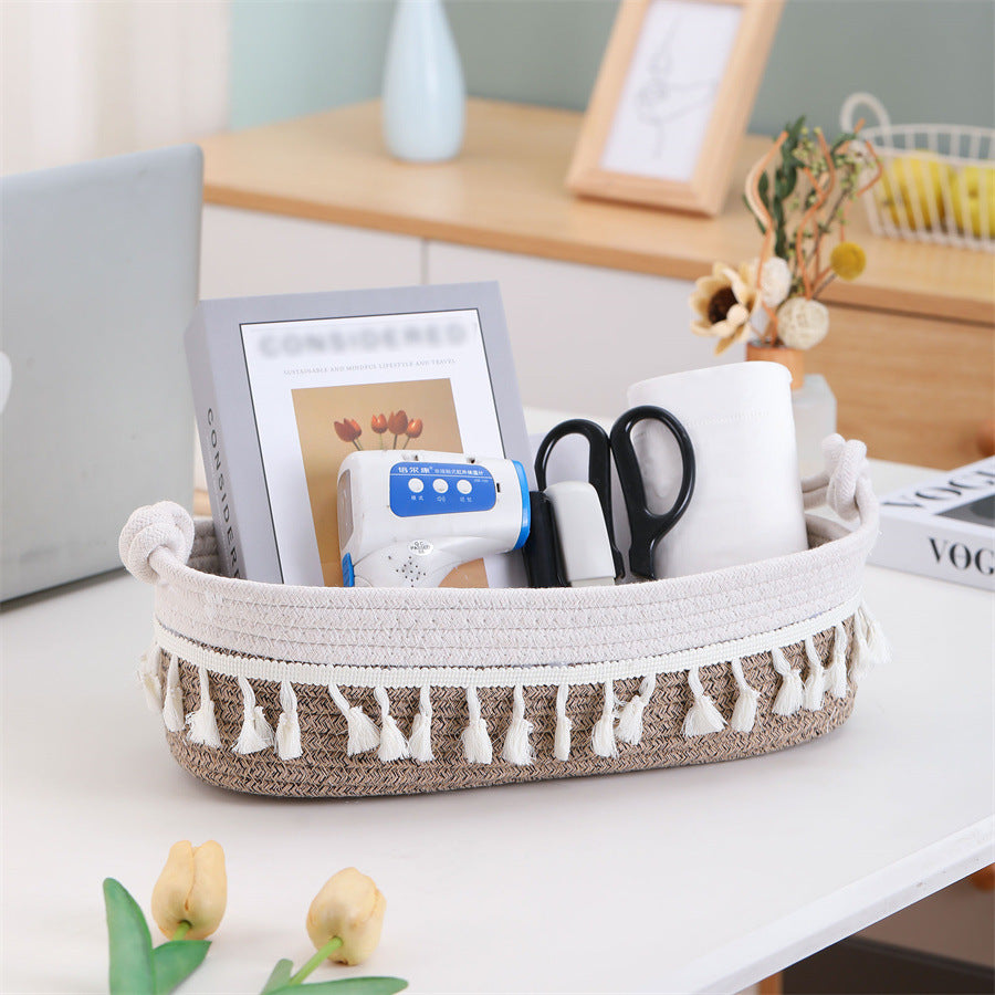 Women Versatile Storage Basket with Tassel Decoration Kalsten