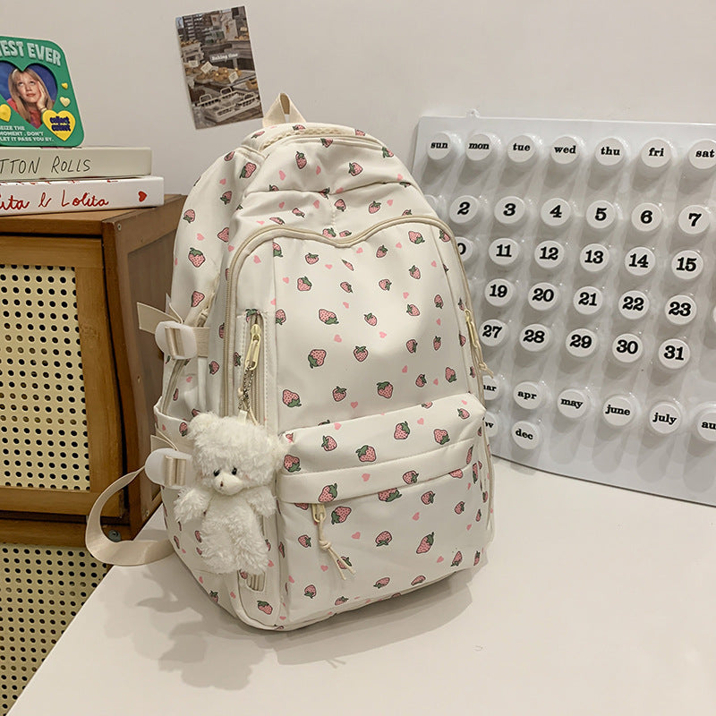 Floral Embellished Multi-Pocket School Backpack