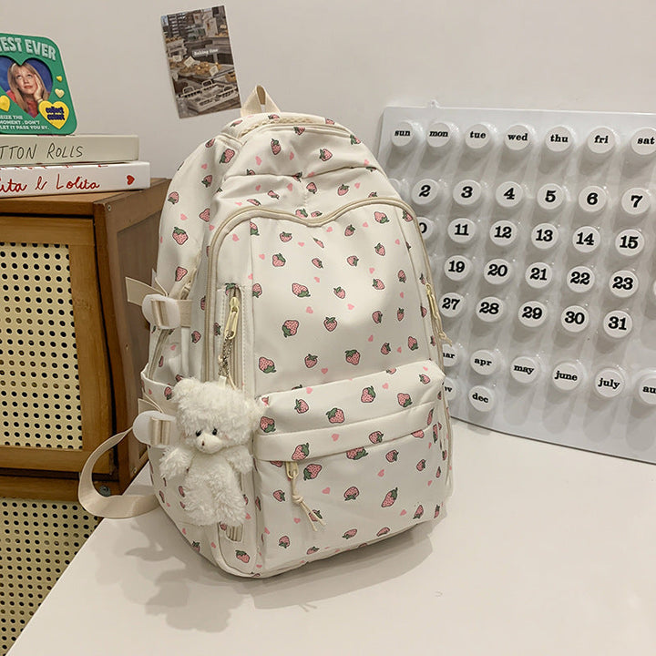 Floral Embellished Multi-Pocket School Backpack