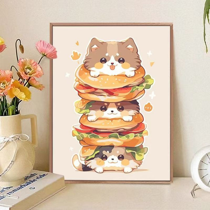 Playful Cat-Themed Food Art Print Kalsten