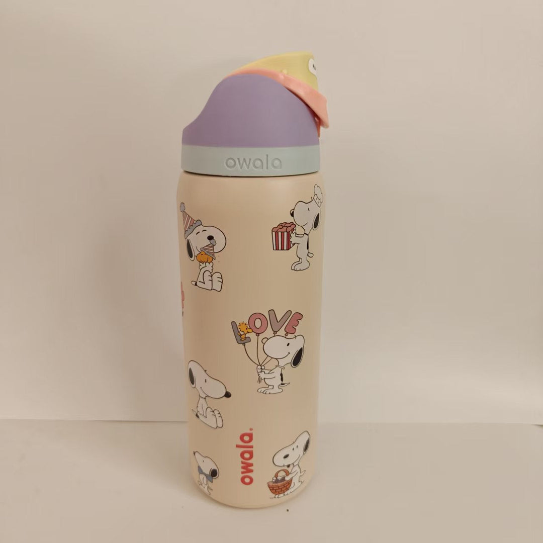 Double-Wall Vacuum Insulated Stainless Steel Travel Bottle With Flip Straw Leakproof Lid And Character Print