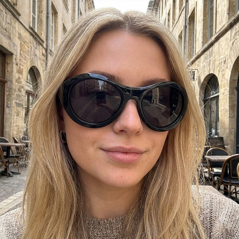 Ladies Fashion Oval Sunglasses with Transparent Frame Kalsten