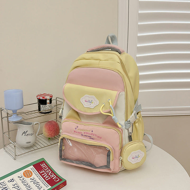 Multi-Compartment School Backpack with Transparent Pocket