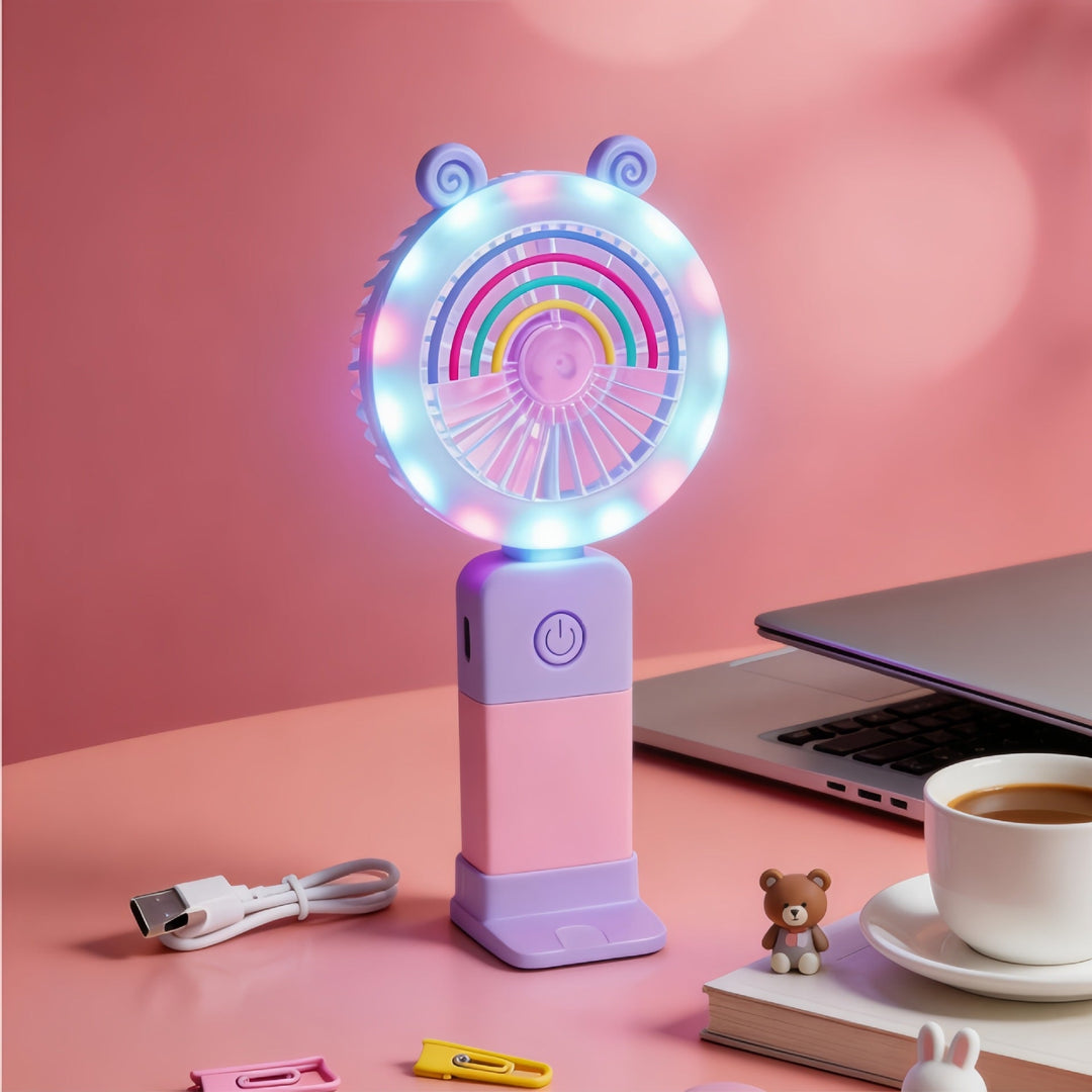 Women's Portable LED Hand Fan with Creative Light Effects Kalsten