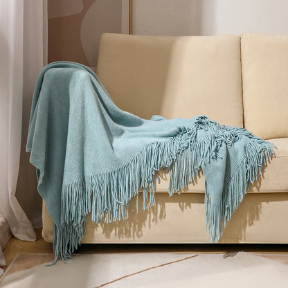 Unisex Luxurious Plush Fringe Throw Blanket