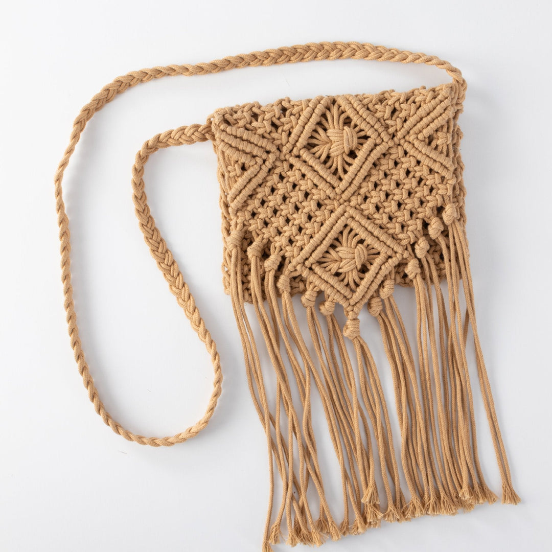 Macrame Shoulder Bag with Fringes Kalsten