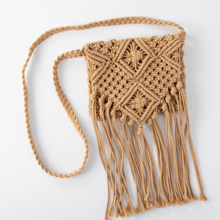 Macrame Shoulder Bag with Fringes Kalsten
