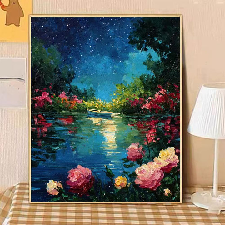 Scenic Night-time Floral Landscape Canvas Art Kalsten
