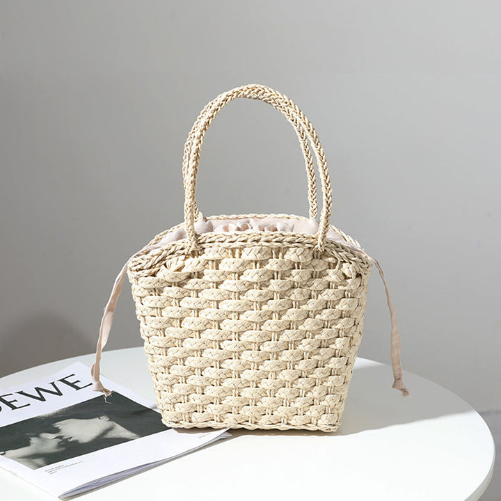 Handmade straw bag with adjustable inner lining Kalsten