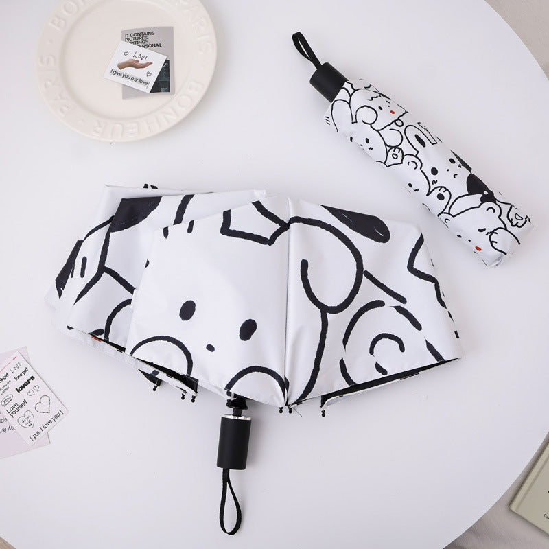 Ladies innovative folding umbrella with gentle leaf design and practical carrying pouch Kalsten