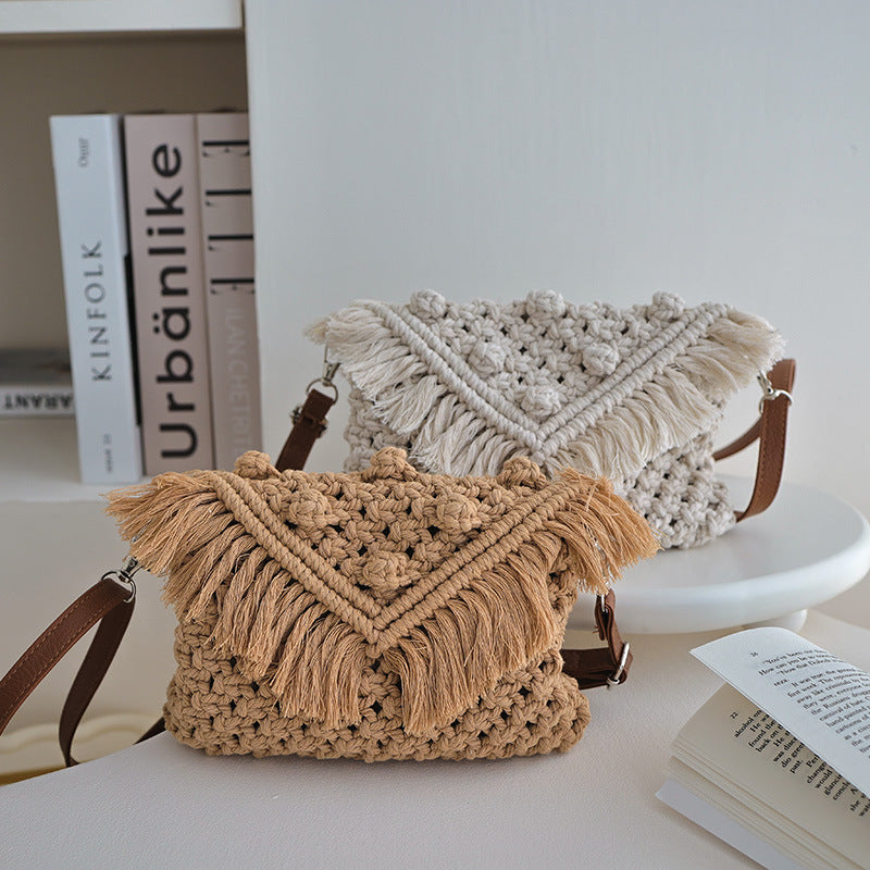 Handmade Fashion Crossbody Bag with Fringes and Decorative Accents Kalsten