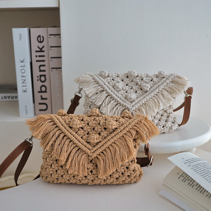 Handmade Fashion Crossbody Bag with Fringes and Decorative Accents Kalsten