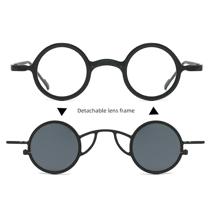 Women's Retro Round Sunglasses with Double Frame Kalsten