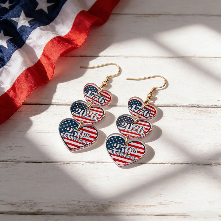 Women's eye-catching statement earrings made of acrylic with patriotic bow pendant Kalsten