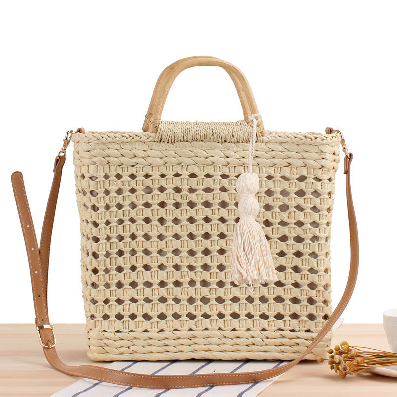 Basket bag with decorative tassel embellishment Kalsten