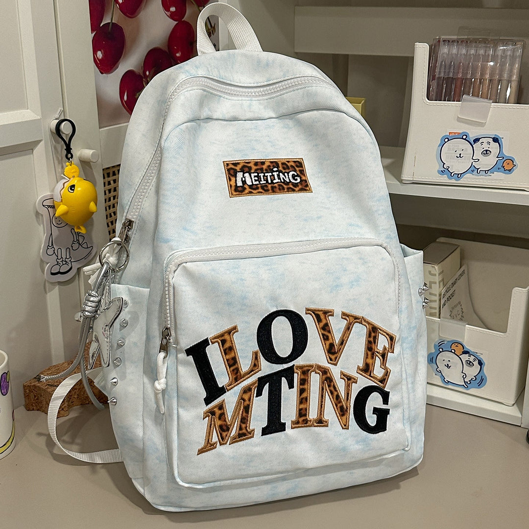 Casual Fashion-Forward Embroidered School Backpack