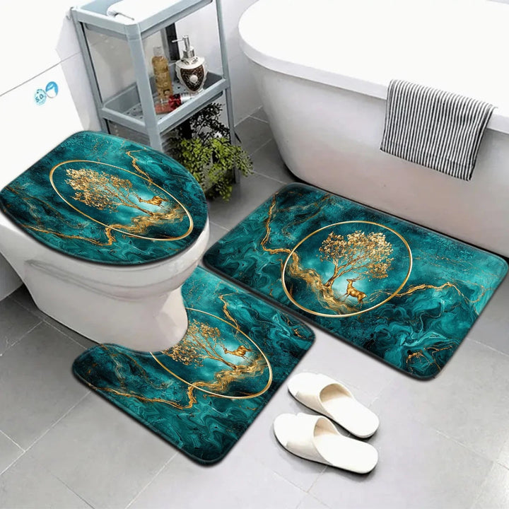 Artistic Marble Print Bath Mat Set Kalsten