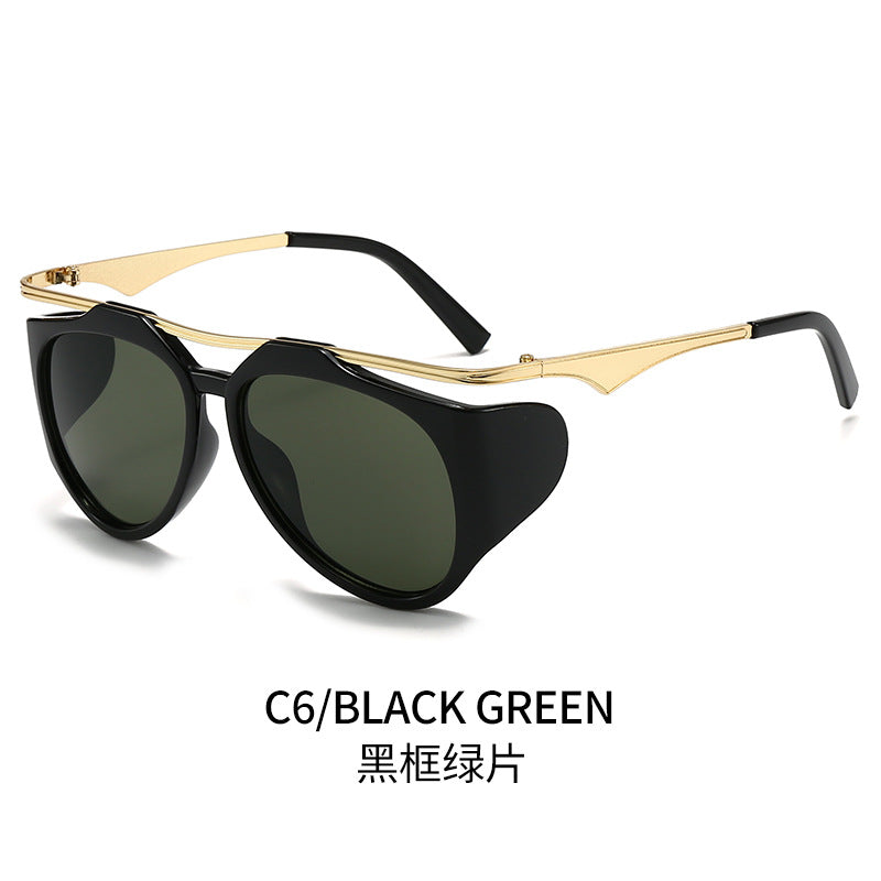 Ladies Fashion Sport Sunglasses with Oversized Frame and Golden Accents Kalsten