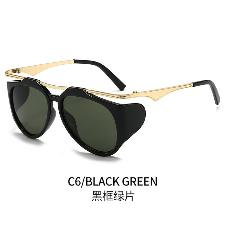 Ladies Fashion Sport Sunglasses with Oversized Frame and Golden Accents Kalsten