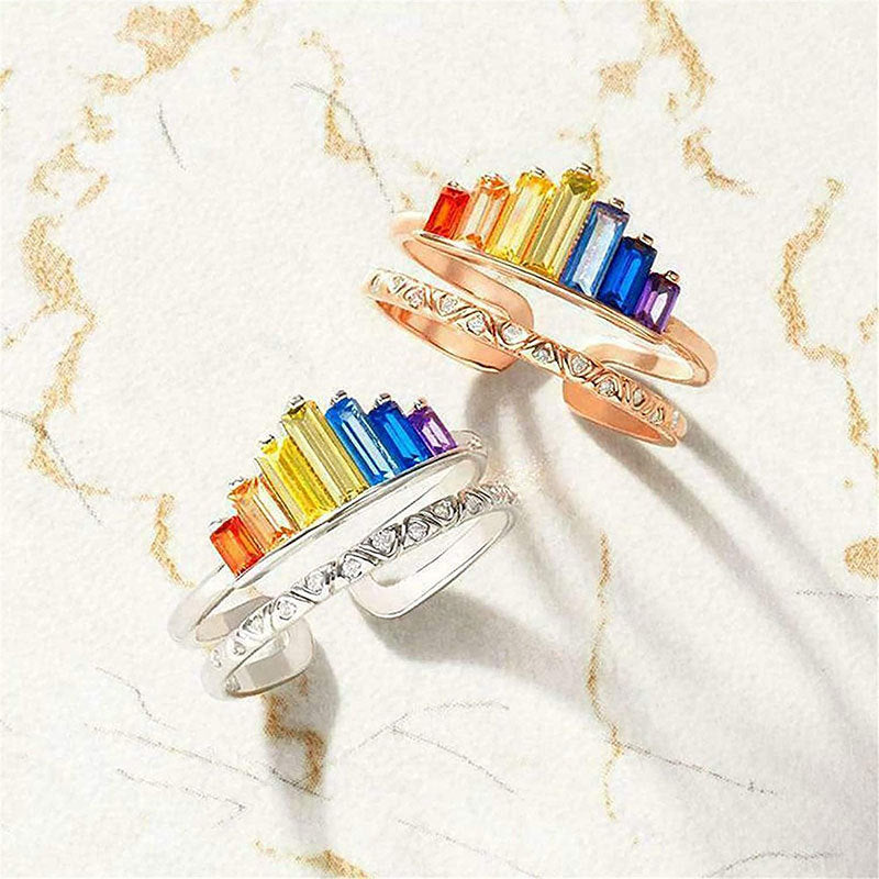 Adjustable Multi-Colored Crystal Ring Kalsten
