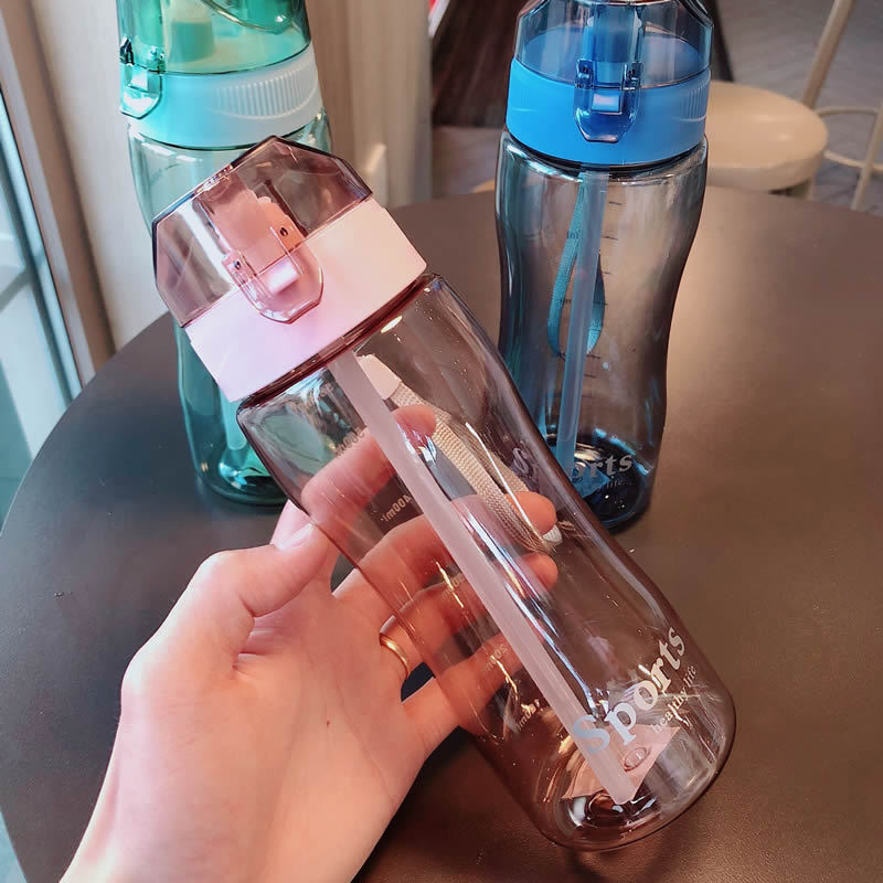 Women Ergonomic Sports Water Bottle with Integrated Straw Function Kalsten