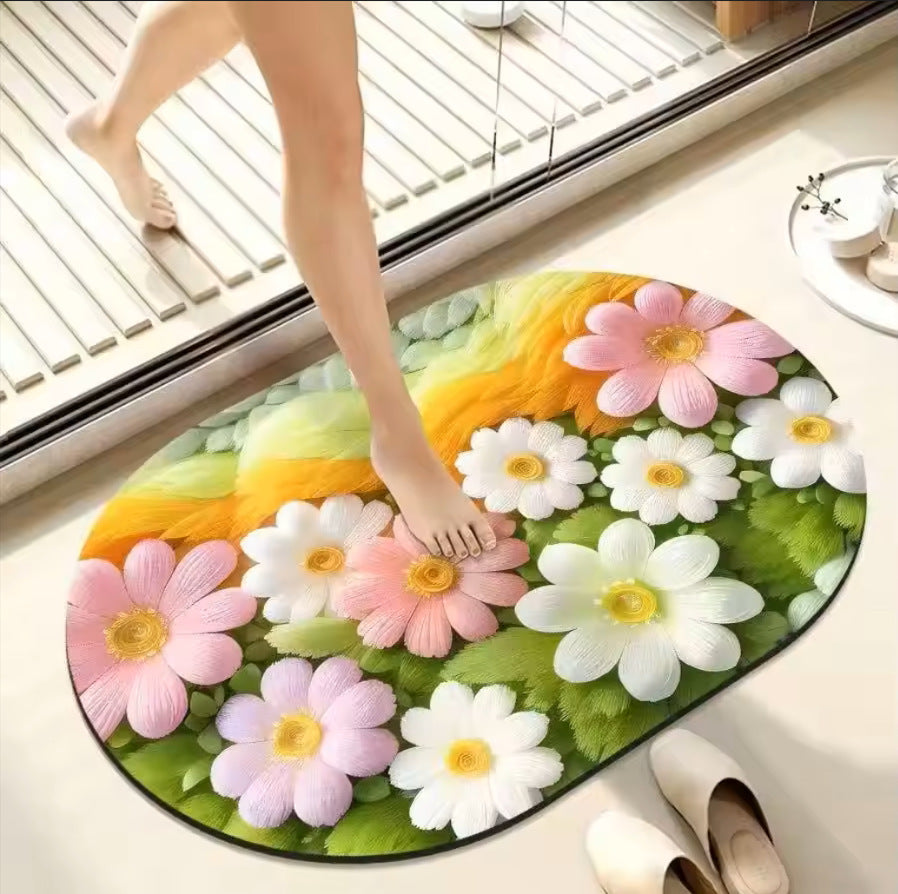 Floral Memory Foam Bath Mat Acalora
