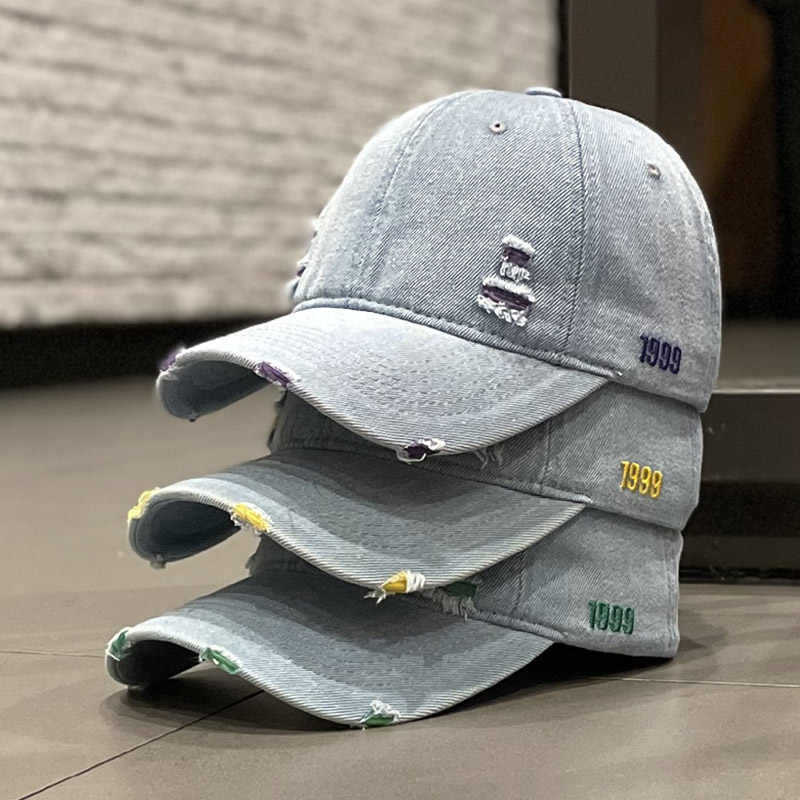 Unisex Distressed Denim Baseball Cap Kalsten