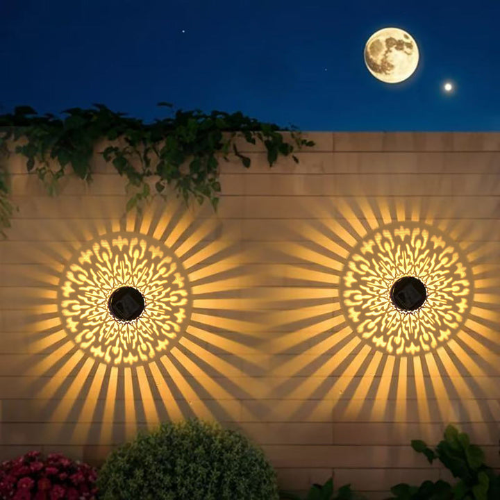 Decorative Solar Wall Lantern With Moroccan Cutout Projection Metal Outdoor Sconce Pair Kalsten