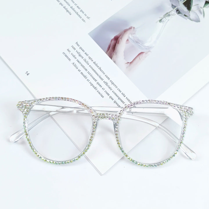 Women Stylish Cat Eye Glasses with Sparkling Rhinestone Trim Kalsten