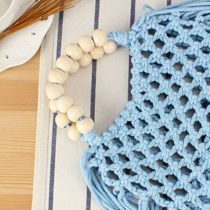 Handmade Macrame Bag with Wooden Handles Kalsten
