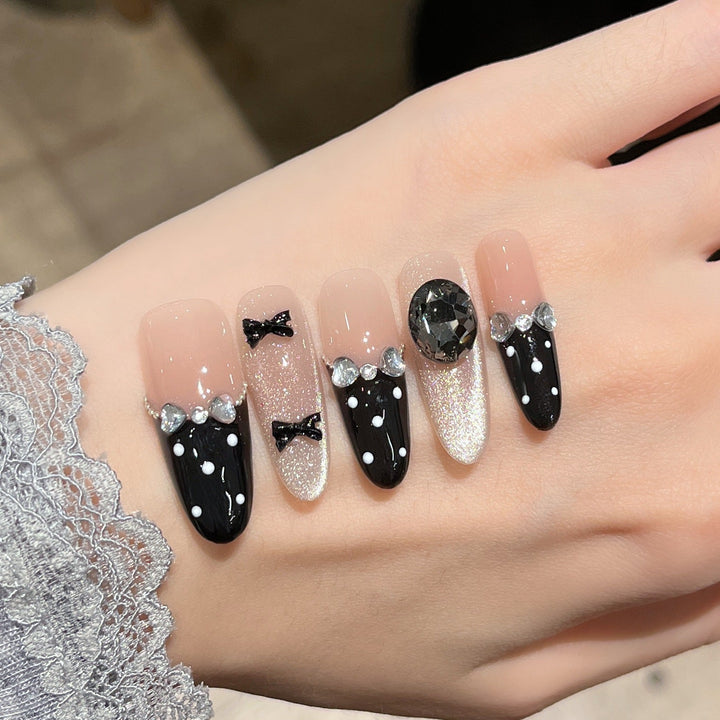 Decorative Rhinestone-Embellished Press-On Nail Extensions Kalsten