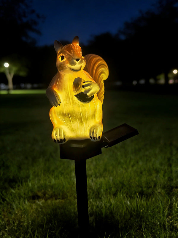 Whimsical Solar-Powered Squirrel Garden Stake Light With Integrated Solar Panel And Warm LED Glow Kalsten