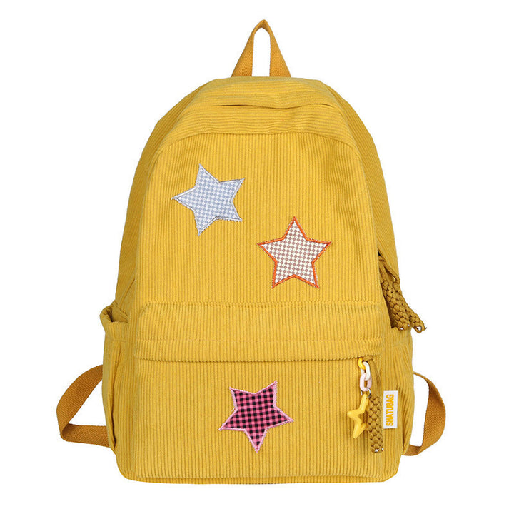 Fun Star Patterned Corduroy School Backpack Kalsten
