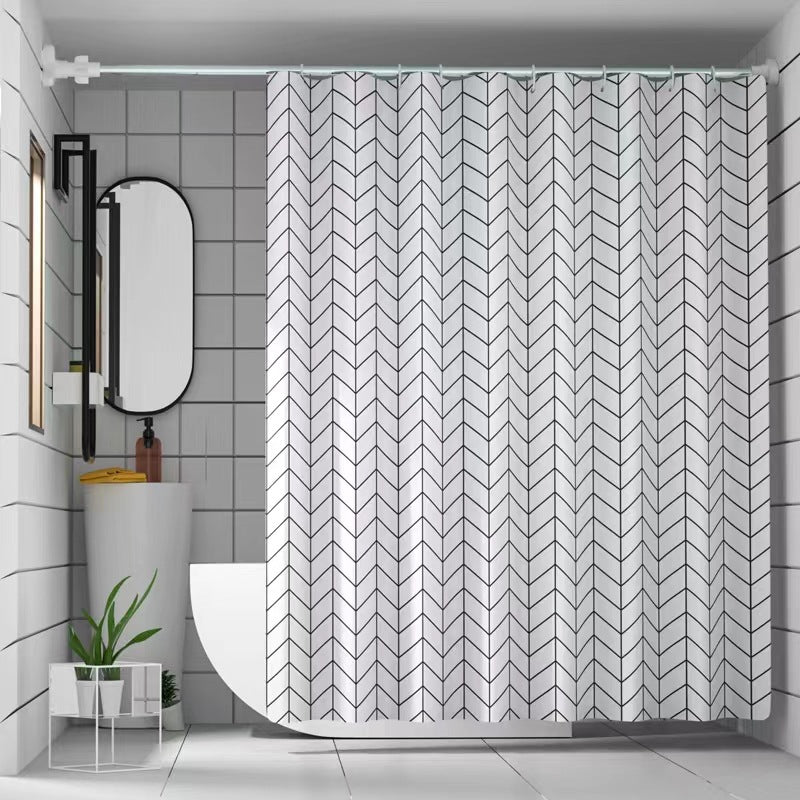Chevron Patterned Fabric Shower Curtain Kalsten