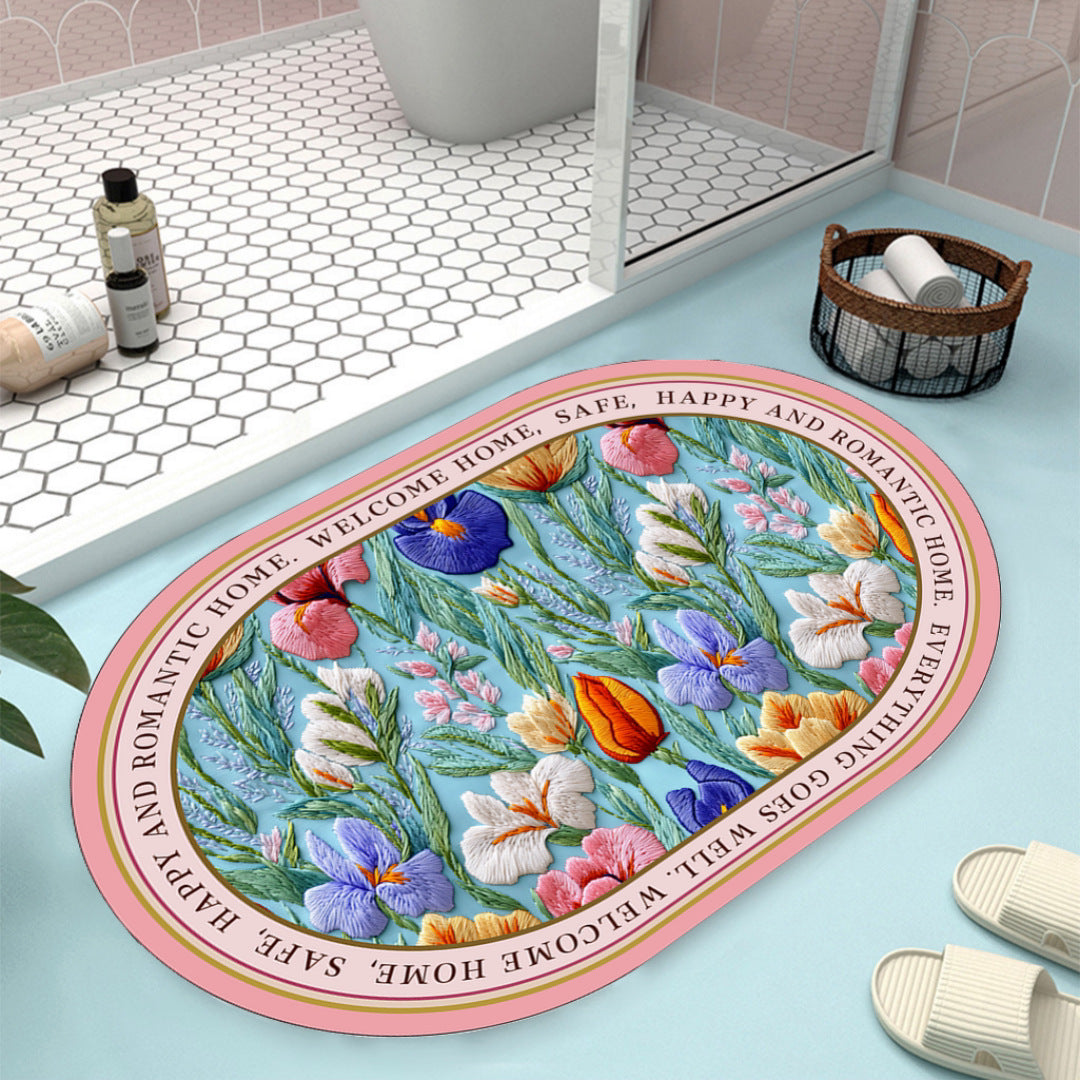 Floral Design Bath Mat Kalsten