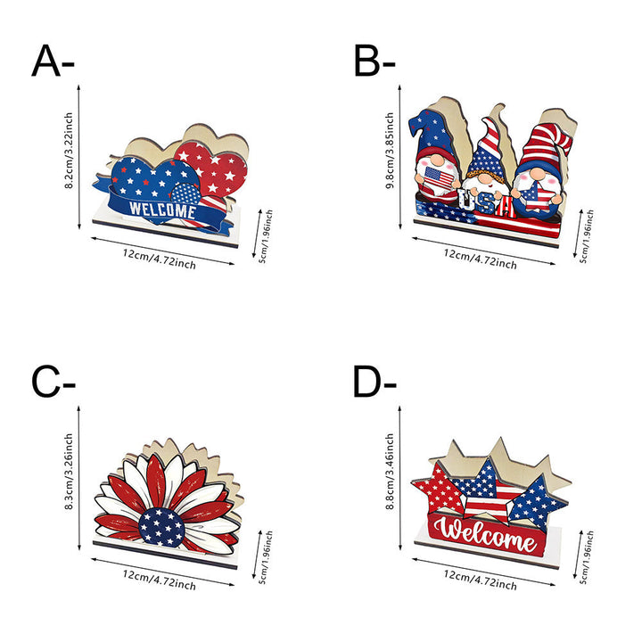 Unisex nan hand-painted deco set wooden gnomes trio with US flag design Kalsten