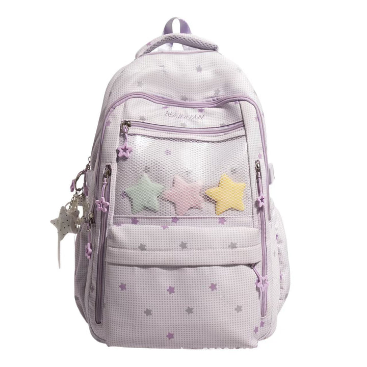 Star-Motif Multi-Pocket Backpack Kalsten
