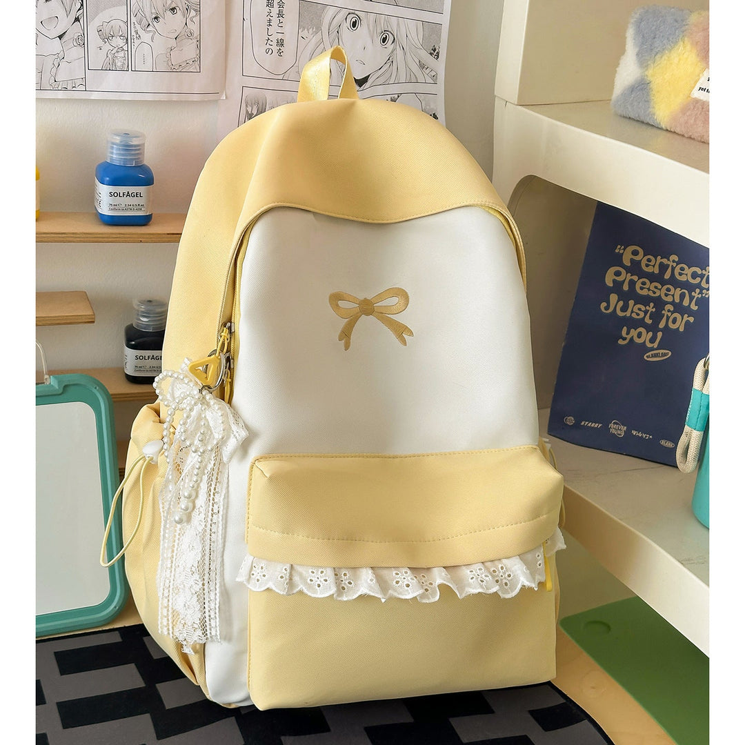 Cute Ruffled Bow Detail School Backpack